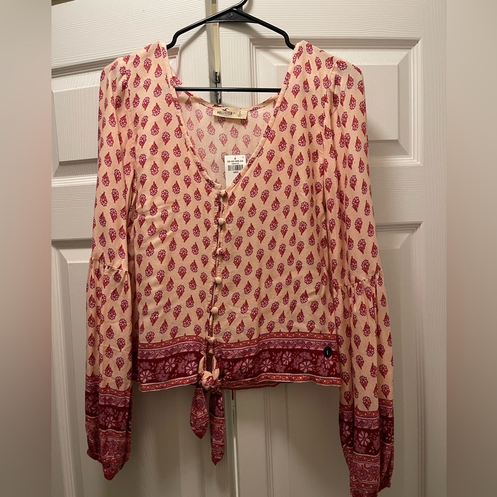 NWT Hollister Pink, Patterned Blouse